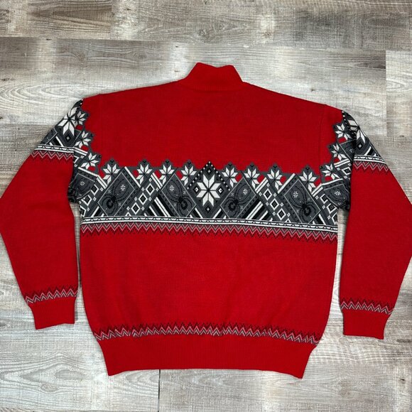 Spyder Wind Stopper Wool Red Gray Sweater Jacket 1/4 Zip Lined Mens Size Large - Picture 2 of 11